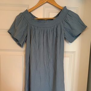 Off the shoulder blue dress